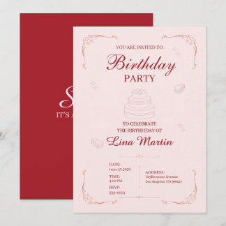 Invitación de cumpleaños Pink Coquette