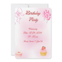Invitación de Cumpleaños Pink Coquette con Lazos L