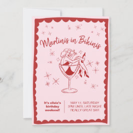 Invitación de cumpleaños Pink Martinis in Bikinis