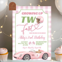 Invitación de cumpleaños Pink Preppy Retro TWO FAS