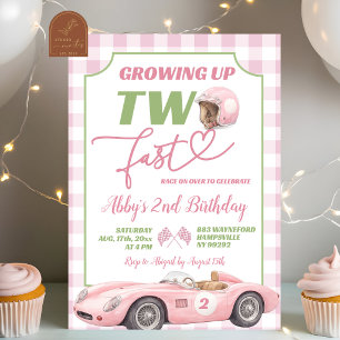 Invitación de cumpleaños Pink Preppy Retro TWO FAS