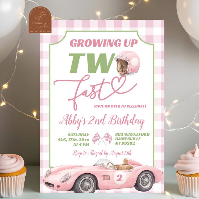 Invitación de cumpleaños Pink Preppy Retro TWO FAS (Subido por el creador)