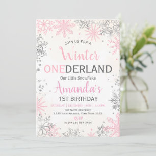 Invitación de cumpleaños Pink Silver Winter ONEder