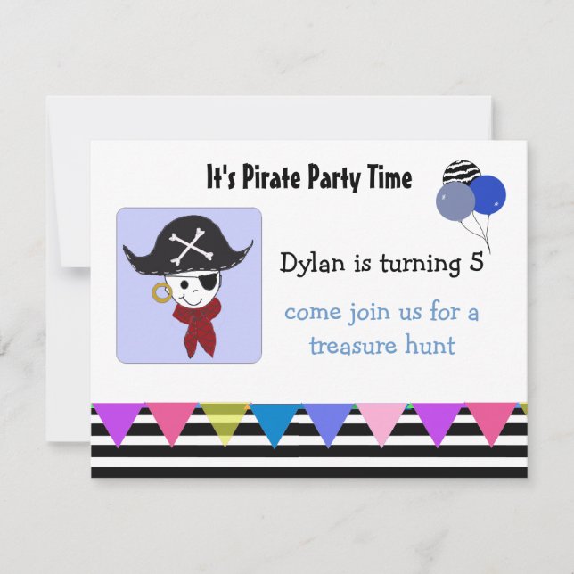 Invitación de cumpleaños pirata (Anverso)