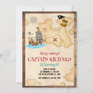 Invitación de cumpleaños pirata, cumpleaños de bús
