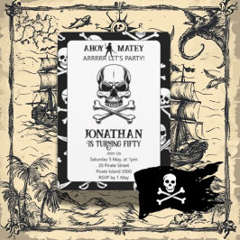 invitación de cumpleaños pirata jolly roger