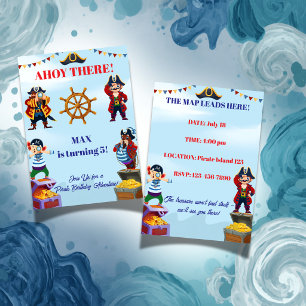 Invitación de cumpleaños pirata niño   Nombre y ed