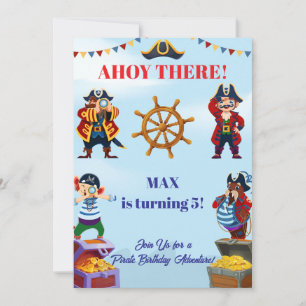 Invitación de cumpleaños pirata niño Nombre y ed
