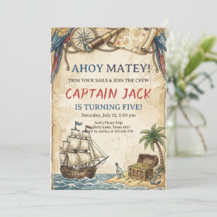 Invitación de cumpleaños pirata para cualquier eda