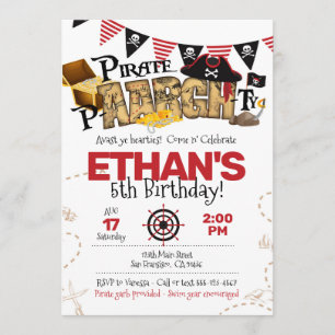 Invitación de cumpleaños pirata para Fiesta pirata