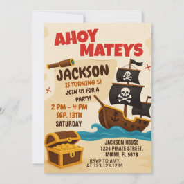 Invitación de cumpleaños pirata para niños