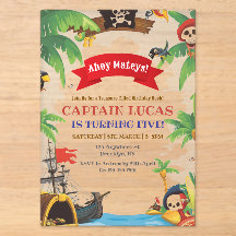 Invitación de cumpleaños pirata para niños Ahoy Ma