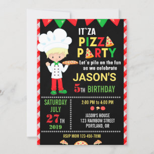 Invitación de cumpleaños Pizza fiesta de cocina