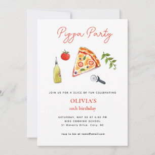 invitación de cumpleaños PIZZA PARTY cualquier año