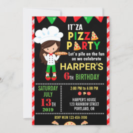 Invitación de cumpleaños pizzería fiesta de cumple