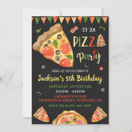 Invitación de cumpleaños pizzería fiesta de cumple