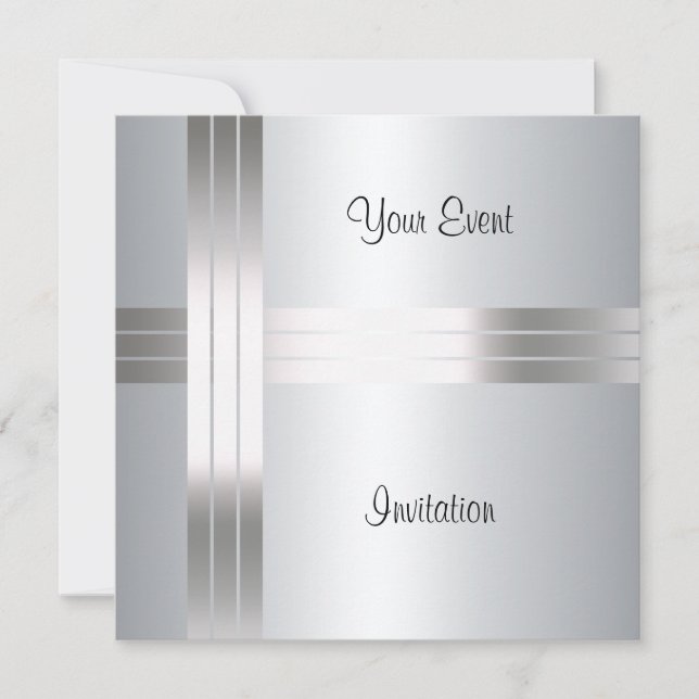 Invitación de cumpleaños plateada (Anverso)