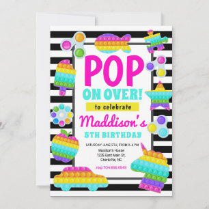 Invitación de cumpleaños pop it, invitación de pop