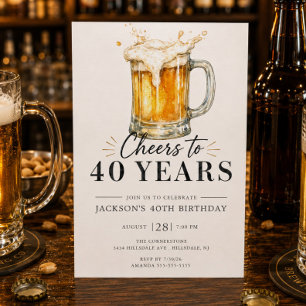 Invitación de cumpleaños por 40 años Cheers