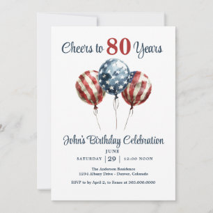 Invitación de cumpleaños por 80 años con Cheers