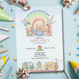 Invitación de cumpleaños por aire, tierra y mar