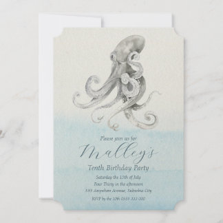 Invitación de cumpleaños por edad de vida marina