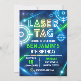 Invitación de cumpleaños por etiqueta láser, etiqu