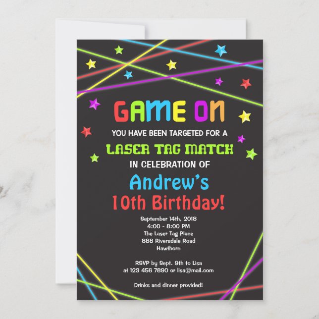 Invitación de cumpleaños por etiqueta láser, invit (Anverso)