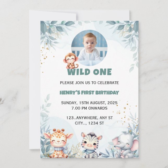 Invitación de cumpleaños por foto, tarjeta de cump (Anverso)