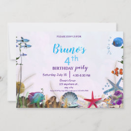 Invitación de cumpleaños por mar submarino