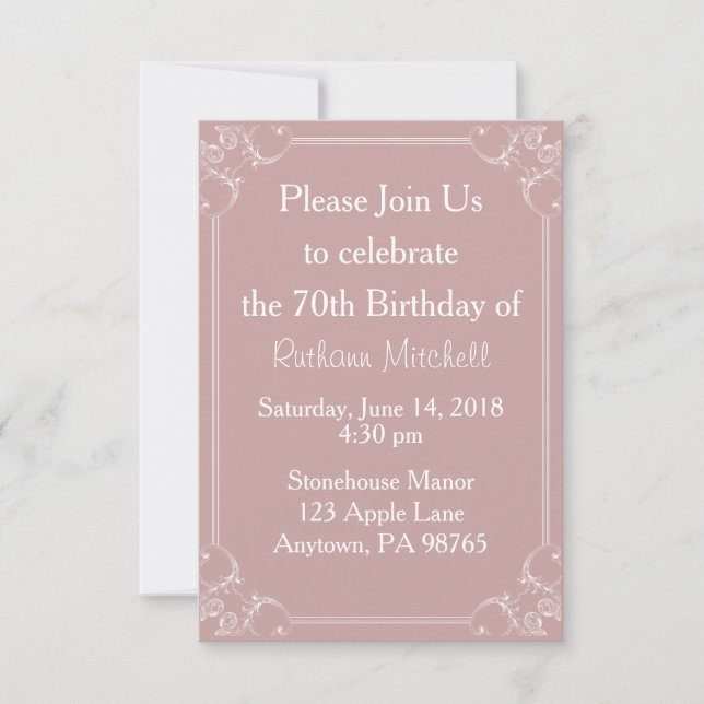 Invitación de cumpleaños por marco de diseño (Anverso)
