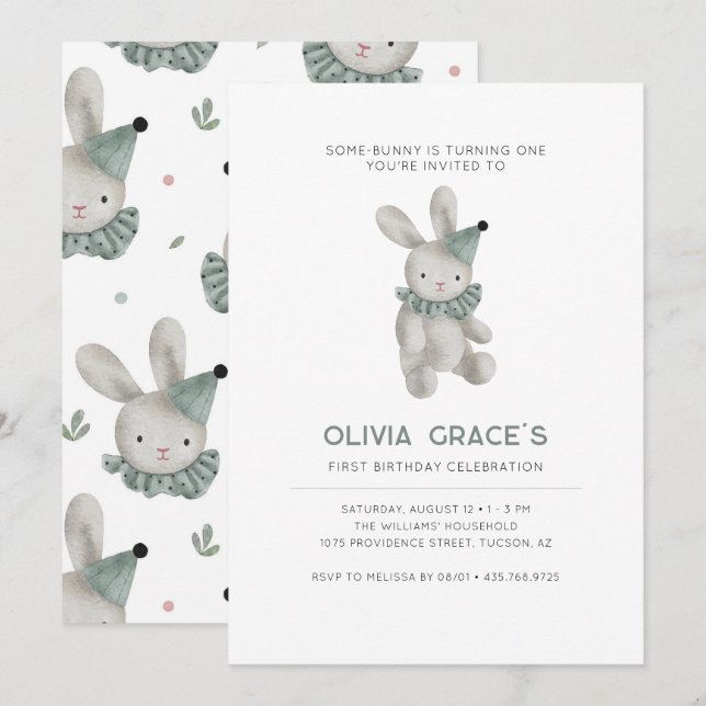 Invitación de cumpleaños por primera vez para el t (Anverso / Reverso)