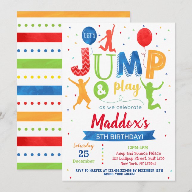 Invitación de cumpleaños por salto Fiesta de tromp (Anverso / Reverso)