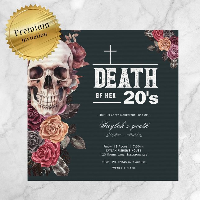 Invitación de cumpleaños premium "Muerte de sus 20 (Subido por el creador)
