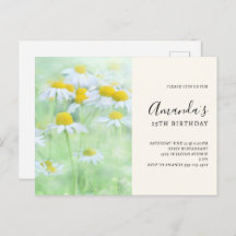 Invitación de cumpleaños Pretty Daisies in a Field