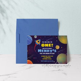 Invitación de cumpleaños primer viaje alrededor de