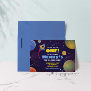 Invitación de cumpleaños primer viaje alrededor de
