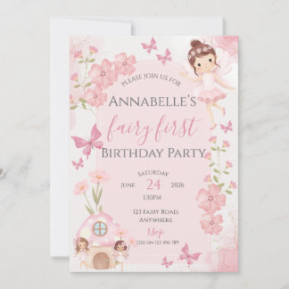 Invitación de cumpleaños primera hadita rosa