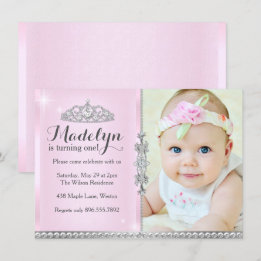 Invitación de cumpleaños primera princesa rosa