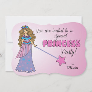 Invitación de cumpleaños Princesa rosa con varita