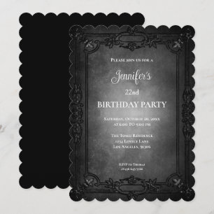 Invitación de cumpleaños púrpura oscuro gótico
