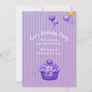 Invitación de cumpleaños púrpura para niñas