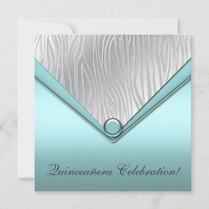 Invitación de cumpleaños Quinceañera Cebra Verde T