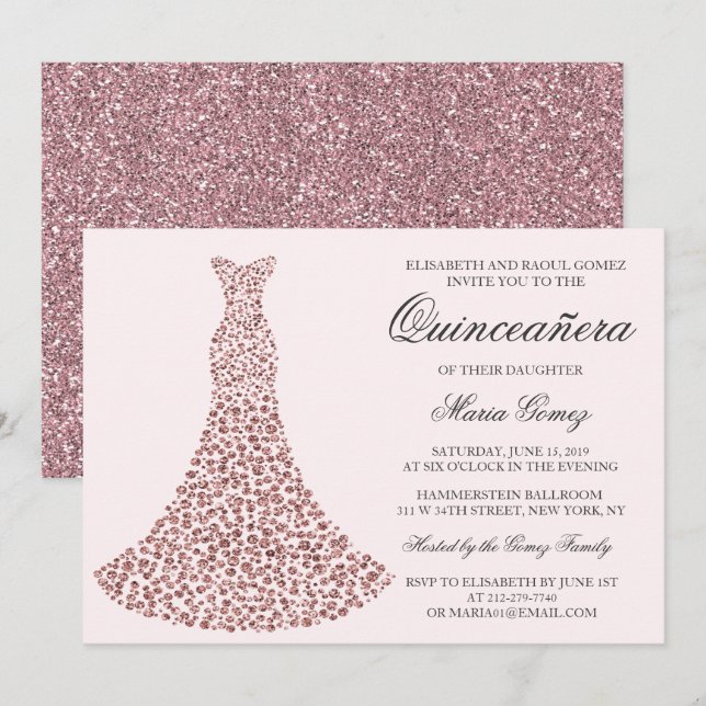 Invitación de cumpleaños Quinceañera - Cualquier c (Anverso / Reverso)