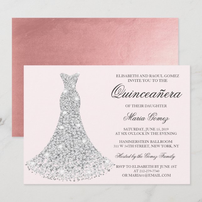 Invitación de cumpleaños Quinceañera - Cualquier c (Anverso / Reverso)