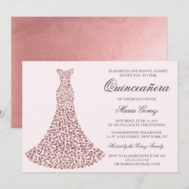 Invitación de cumpleaños Quinceañera - Cualquier c (Anverso / Reverso)