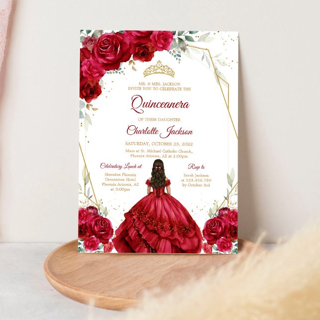 Invitación de cumpleaños Quinceañera de rosas roja (Subido por el creador)