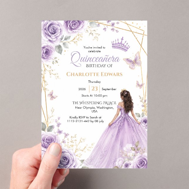 Invitación de cumpleaños Quinceañera, Mis Quince M (Insitu (portátil))
