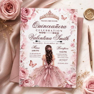 Invitación de cumpleaños Quinceañera personalizabl