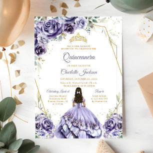 Invitación de cumpleaños Quinceañera púrpura